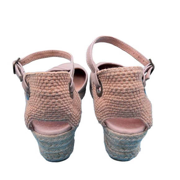 Women’s Tan Leather/Fabric Espadrilles w/Ankle Straps Made in Spain Size 40/US9 - Picture 3 of 13